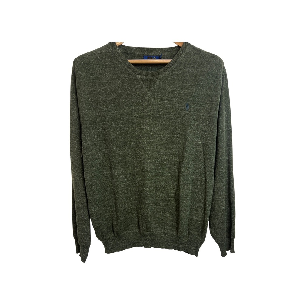 Polo Ralph Lauren Sweater Mens XXL Green Cotton V-Stitch Pullover G36
